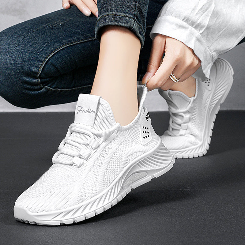 Fashion Casual Sports Shoes Women Lace Up Flat Sneakers