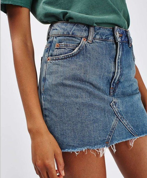 High Waist Denim Mini Jeans Skirt - Ricky Dale 