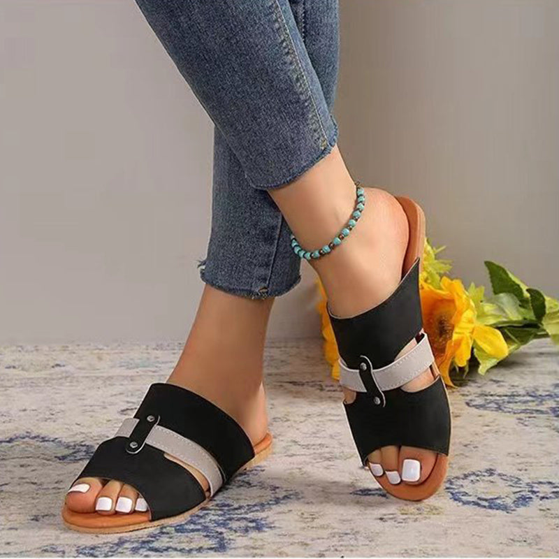 Fish Mouth Sandals With Belt Buckle Design