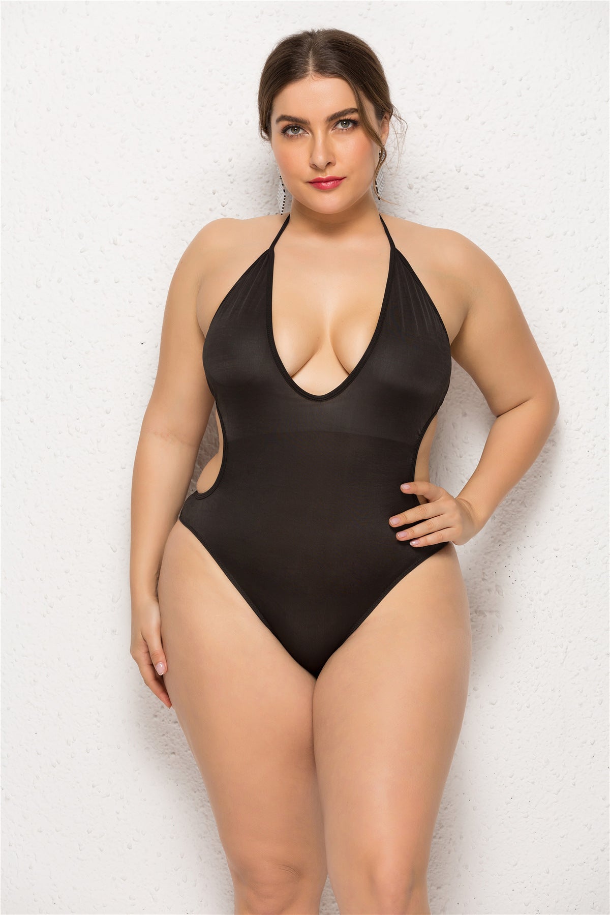 V-neck One-piece Large Swimsuit