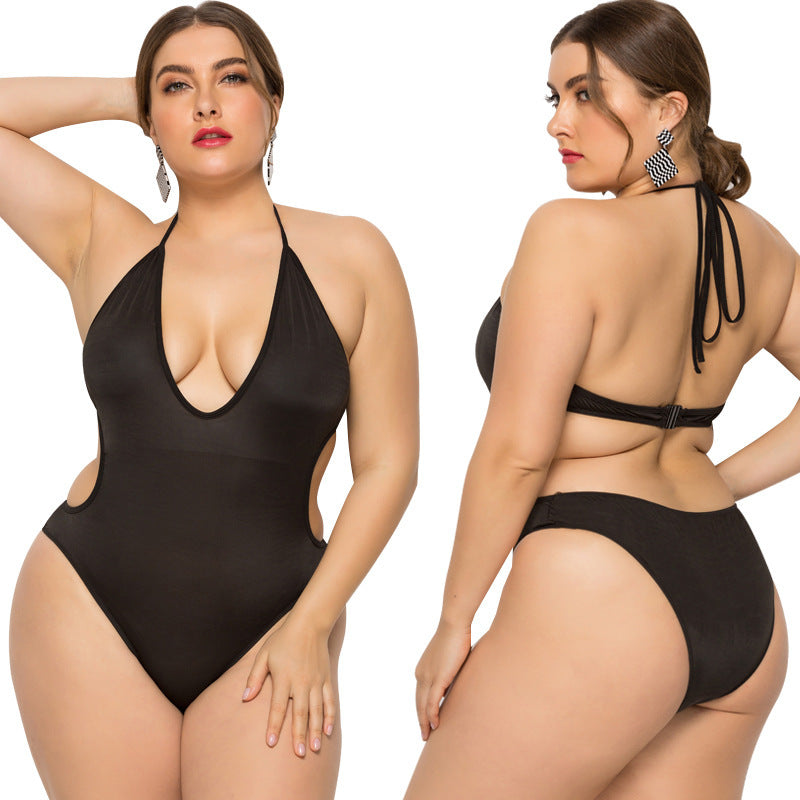 V-neck One-piece Large Swimsuit