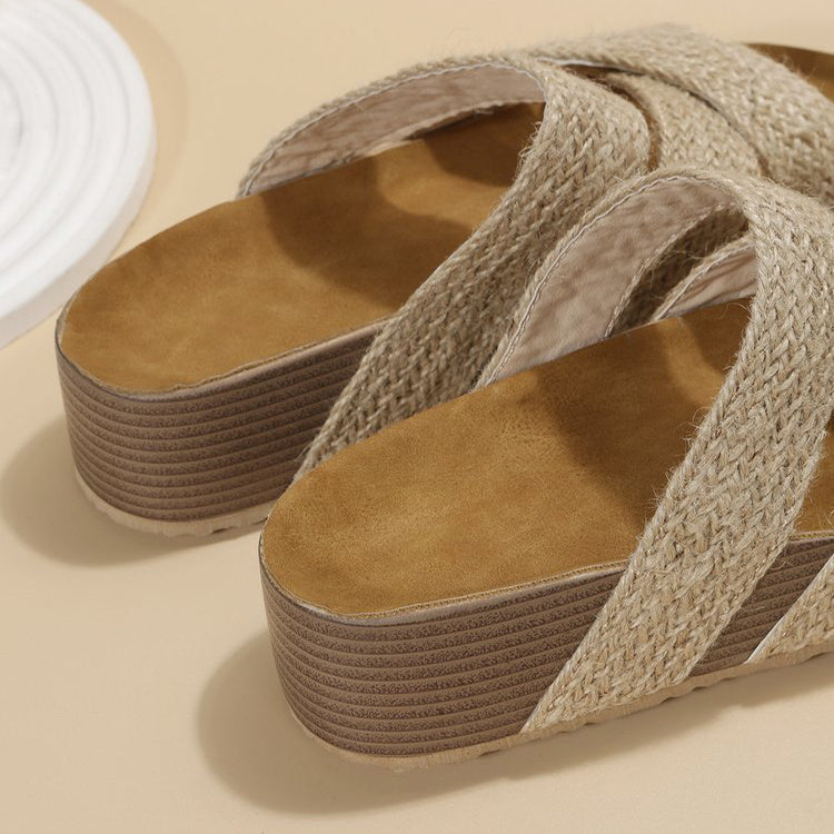 Woven Cross-strap Platform Sandals