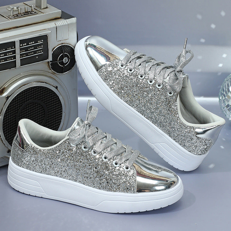 Glitter Sequin Design Flats Shoes Women Trendy Casual Sneakers