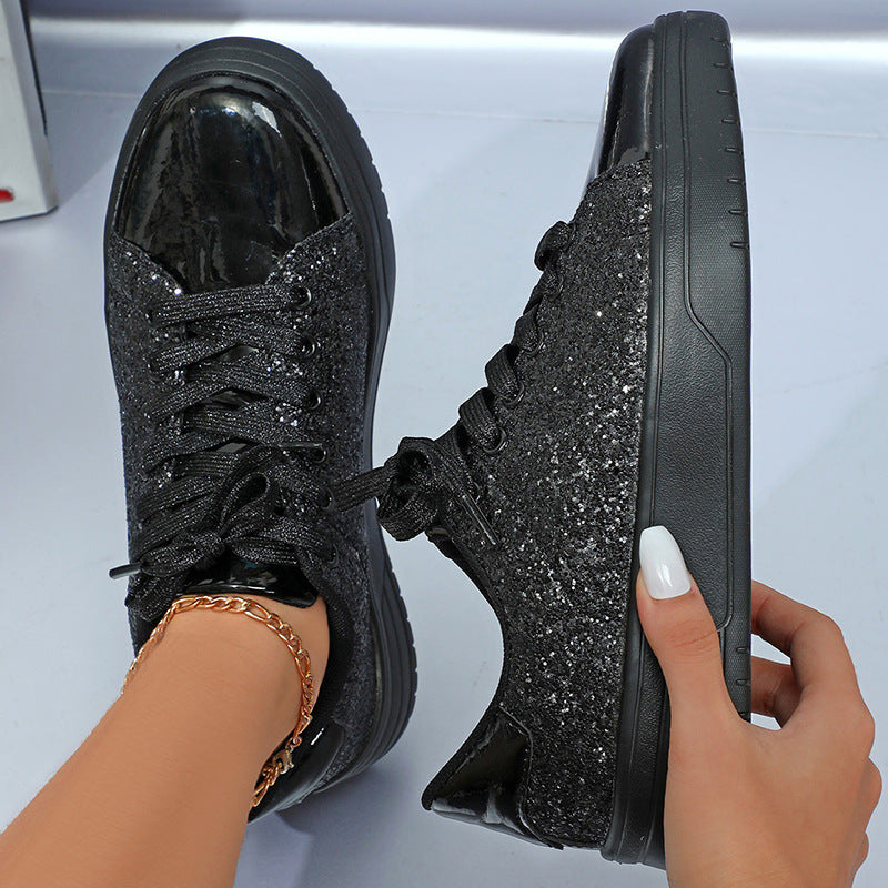 Glitter Sequin Design Flats Shoes Women Trendy Casual Sneakers