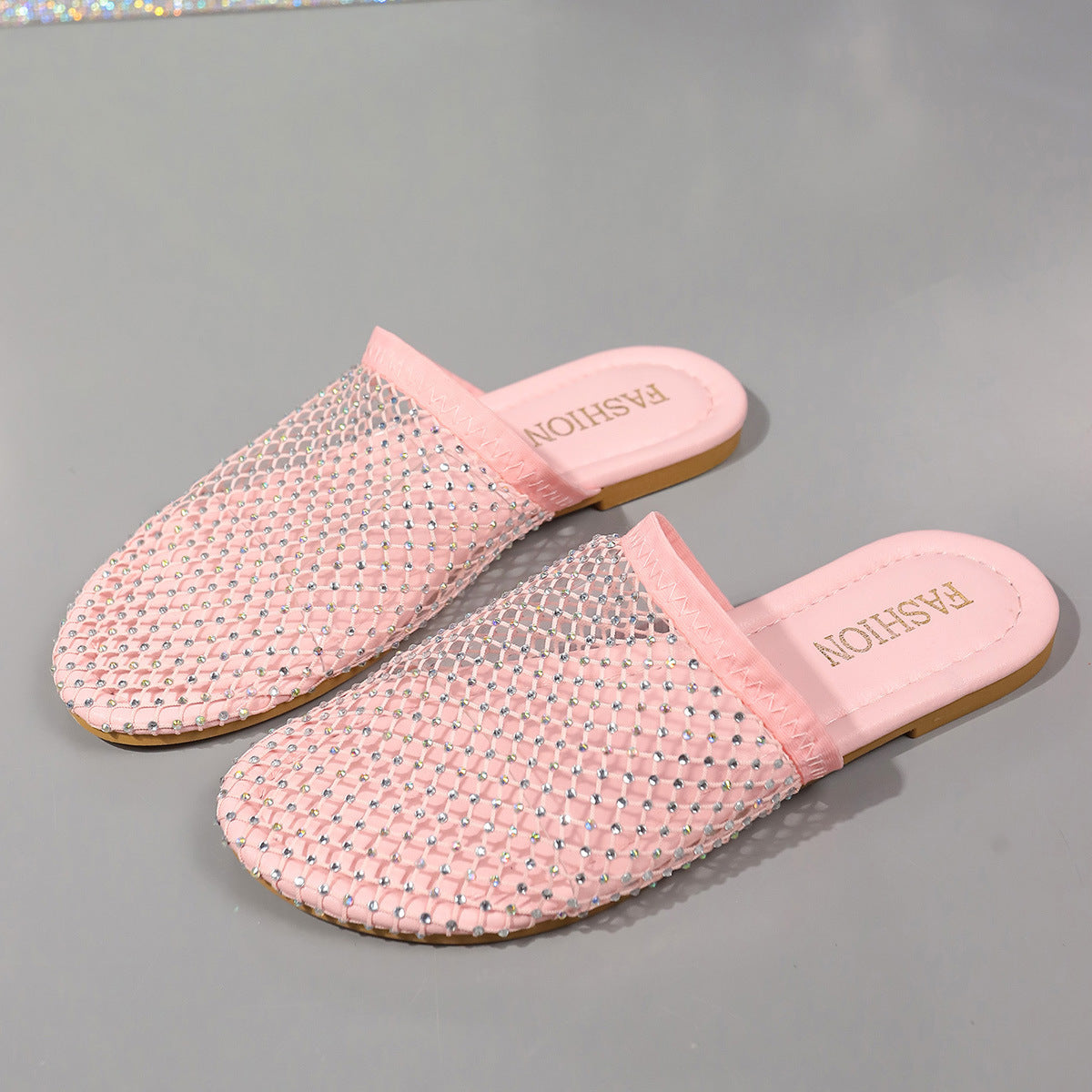 Transparent Slipper Sandals With Rhinestones.