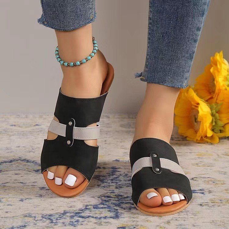 Fish Mouth Sandals With Belt Buckle Design