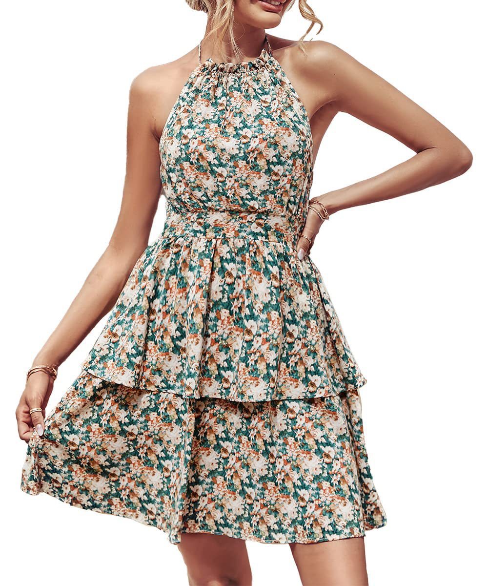 Summer Printed Halter Mini Dress - Ricky Dale 