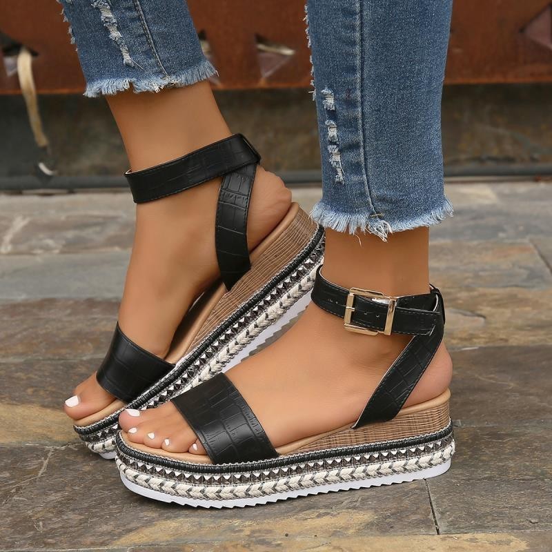 Hemp Buckle Strap Sandals