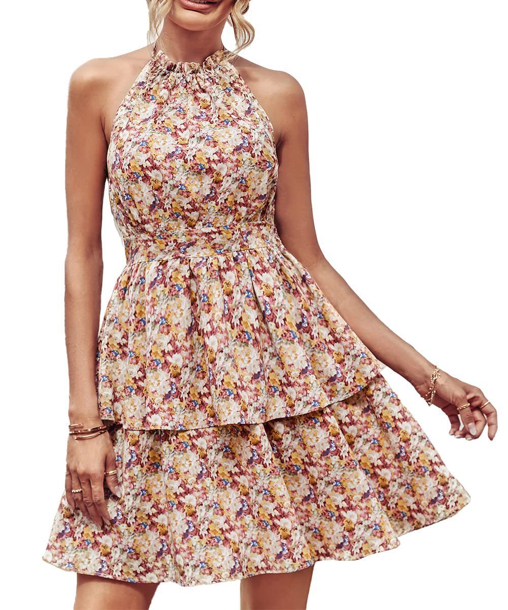 Summer Printed Halter Mini Dress - Ricky Dale 