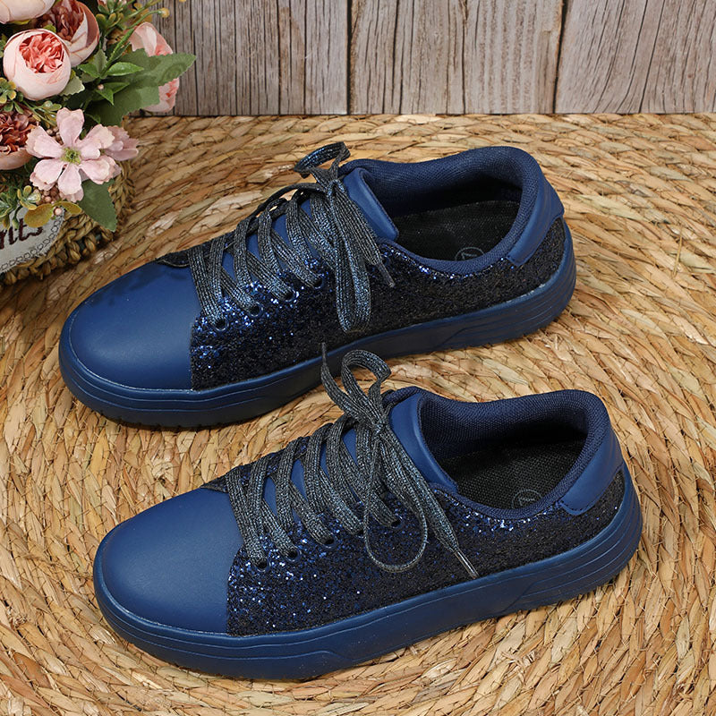 Glitter Sequin Design Flats Shoes Women Trendy Casual Sneakers