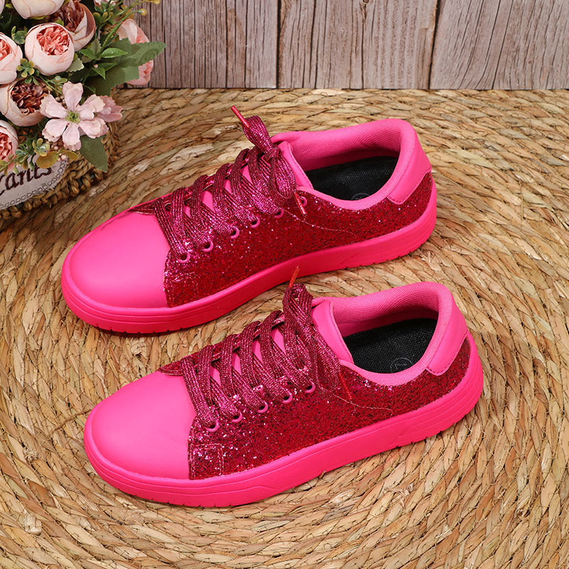 Glitter Sequin Design Flats Shoes Women Trendy Casual Sneakers