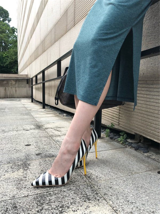 Striped Pointed Toe Stiletto