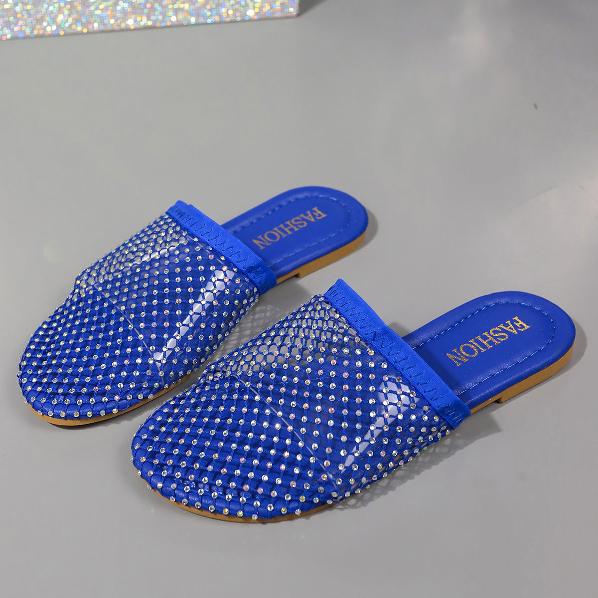 Transparent Slipper Sandals With Rhinestones.