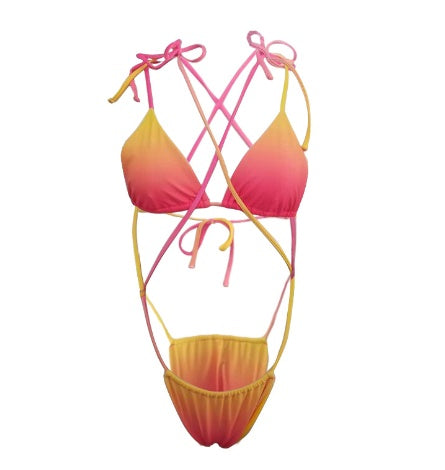 Bikini Tie Rope Gradient Colour Bikini Swimsuit