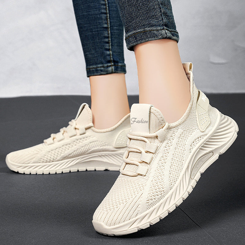 Fashion Casual Sports Shoes Women Lace Up Flat Sneakers